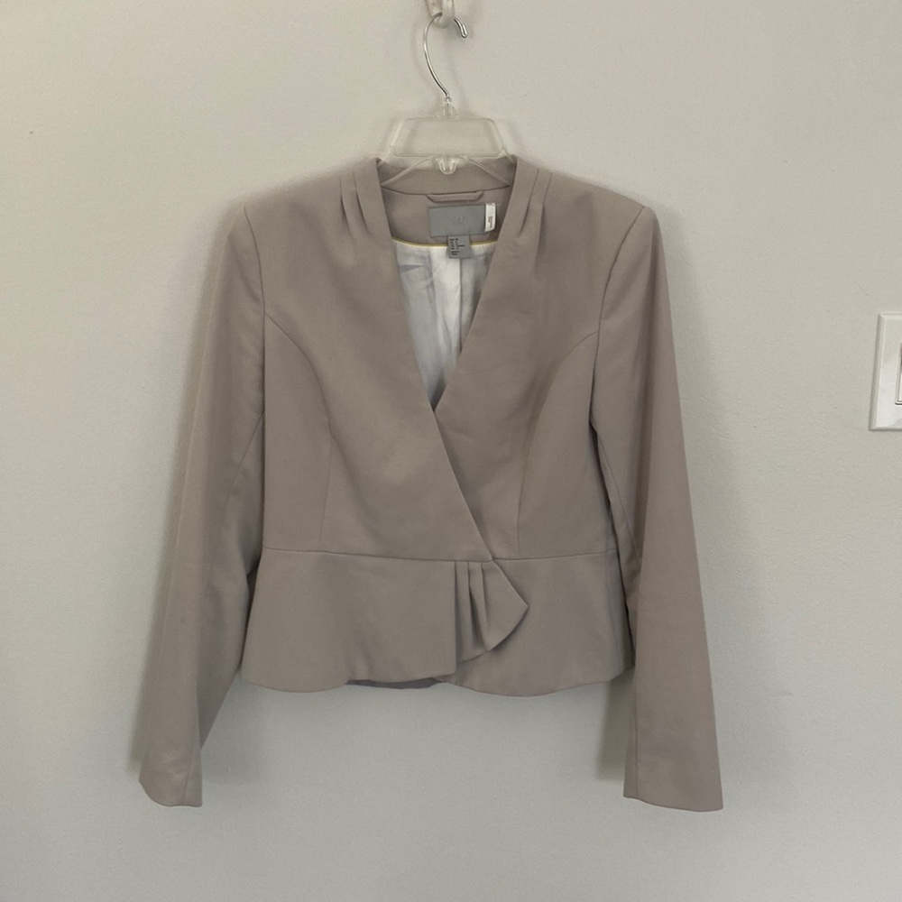Fitted blazer. Khaki colored. Size 8.